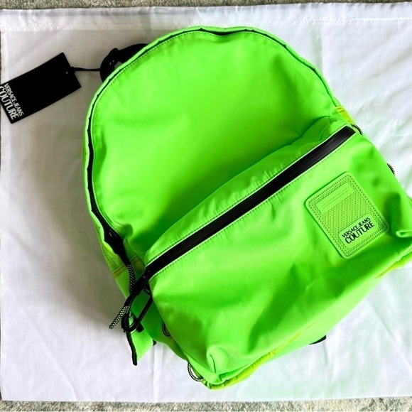 NWT! Versace Jeans Couture Neon Green Backpack, Authentic! - Picture 1 of 13